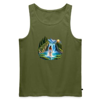 Magischer Wasserfall - Männer Premium Bio Tank Top - Khaki - Vorne - Michal (187cm)