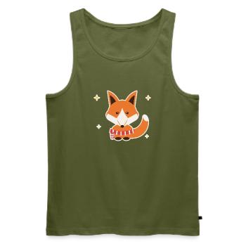 Fuchs mit Winterschal - Männer Premium Bio Tank Top - Khaki - Vorne - Michal (187cm)