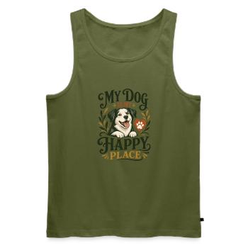 Mein Hund ist mein Glücksort – Design für Hundeliebhaber - Männer Premium Bio Tank Top - Khaki - Vorne - Michal (187cm)
