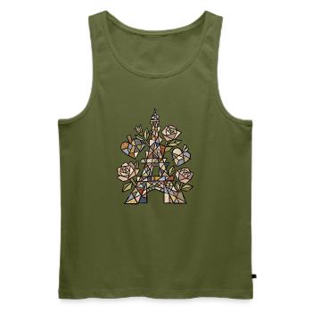 Eiffel im Mosaik mit Rosen - Männer Premium Bio Tank Top - Khaki - Vorne - Michal (187cm)