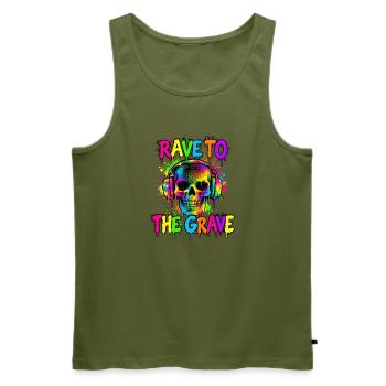 Rave Skull Neon-Kopfhörer - Männer Premium Bio Tank Top - Khaki - Vorne - Michal (187cm)