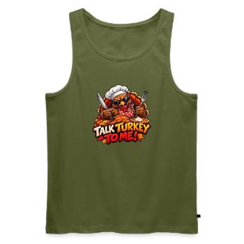 Wütender Truthahn – Der König des Thanksgiving - Männer Premium Bio Tank Top - Khaki - Vorne - Michal (187cm)