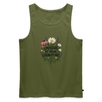 Empathie ist meine Lieblingspflanze Anti Hass - Männer Premium Bio Tank Top - Khaki - Vorne - Michal (187cm)