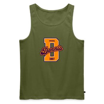 Dennis Original 1987 College Sport Vintage - Männer Premium Bio Tank Top - Khaki - Vorne - Michal (187cm)