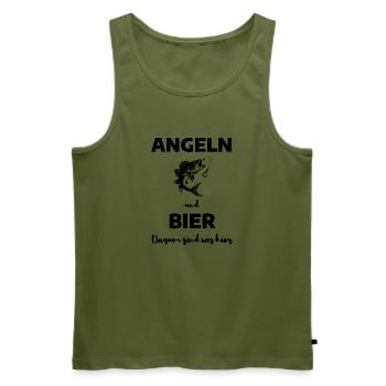 Angeln und Bier - Männer Premium Bio Tank Top - Khaki - Vorne - Michal (187cm)