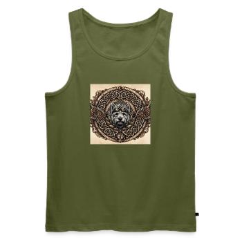 Steampunk-Hund keltische Knoten - Männer Premium Bio Tank Top - Khaki - Vorne - Michal (187cm)