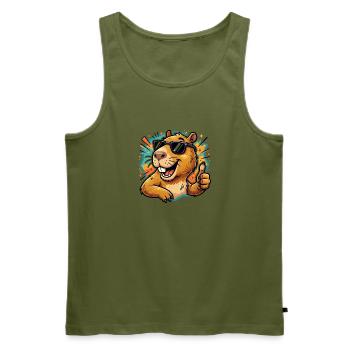 Cooles Capybara-Daumen-hoch süßes Tier-Meme-T-Shirt - Männer Premium Bio Tank Top - Khaki - Vorne - Michal (187cm)