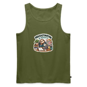 Prokrastination in Progress Cartoon - Männer Premium Bio Tank Top - Khaki - Vorne - Michal (187cm)