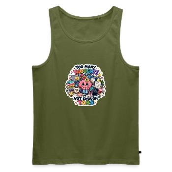 Zu viele Gedanken, zu wenige Tabs - Männer Premium Bio Tank Top - Khaki - Vorne - Michal (187cm)