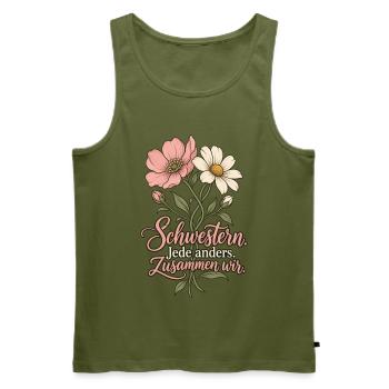 Schwestern Shirt - Jede anders Zusammen wir - Männer Premium Bio Tank Top - Khaki - Vorne - Michal (187cm)