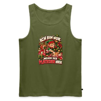 Ich bin nur wegen der Plätzchen hier Weihnachten - Männer Premium Bio Tank Top - Khaki - Vorne - Michal (187cm)
