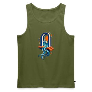 Meeresportal – Welle Sonne und blaues Tor - Männer Premium Bio Tank Top - Khaki - Vorne - Michal (187cm)