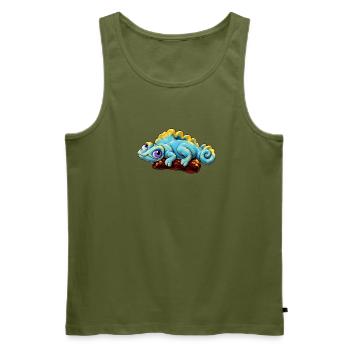 Jaszczurka_SpokoLoko - Männer Premium Bio Tank Top - Khaki - Vorne - Michal (187cm)