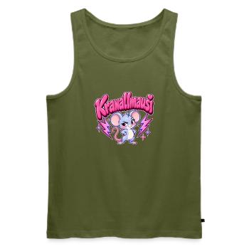 Krawallmausi Y2K - Männer Premium Bio Tank Top - Khaki - Vorne - Michal (187cm)