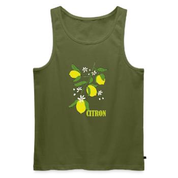 Zitronenzweig mit Blüten - Männer Premium Bio Tank Top - Khaki - Vorne - Michal (187cm)