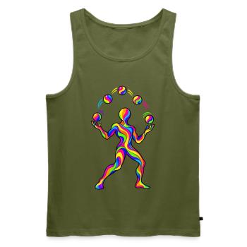 Psychedelischer Jongleur – Bunte Jonglage mit fünf - Männer Premium Bio Tank Top - Khaki - Vorne - Michal (187cm)