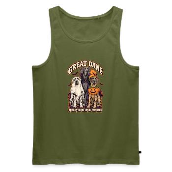 Spooky Night Loyal Company – Deutsche Dogge Halloween - Männer Premium Bio Tank Top - Khaki - Vorne - Michal (187cm)