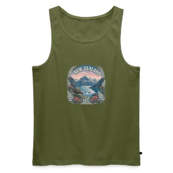 New Zealand – Neuseeland Natur Reise Art - Männer Premium Bio Tank Top - Khaki - Vorne - Michal (187cm)