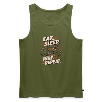 Eat Sleep Ride Repeat - Männer Premium Bio Tank Top - Khaki - Vorne - Michal (187cm)