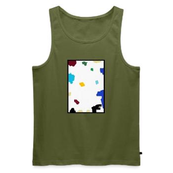 Abstraktes Konfetti auf weißer Leinwand - Männer Premium Bio Tank Top - Khaki - Vorne - Michal (187cm)