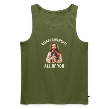 Disappointments Jesus mit Berner Sennenhund - Männer Premium Bio Tank Top - Khaki - Vorne - Michal (187cm)