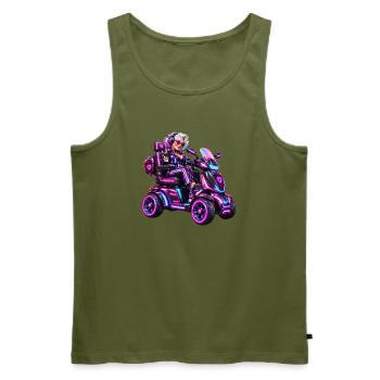 Cyberpunk & Zukunfts-Sci-Fi-Mobilroller - Männer Premium Bio Tank Top - Khaki - Vorne - Michal (187cm)