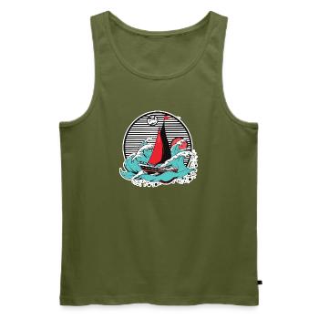 Grafik Segeln - Männer Premium Bio Tank Top - Khaki - Vorne - Michal (187cm)