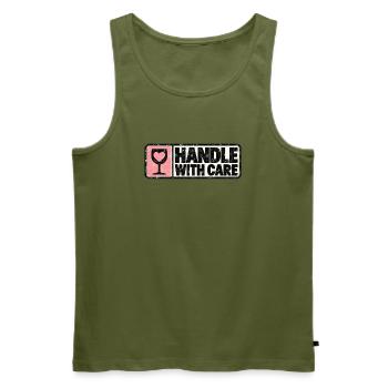 Handle With Care – Herz Retro Design - Männer Premium Bio Tank Top - Khaki - Vorne - Michal (187cm)