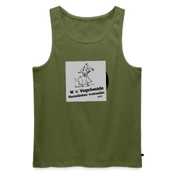 Vogelweide - Männer Premium Bio Tank Top - Khaki - Vorne - Michal (187cm)