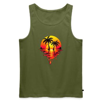 Sunset Neon Palm Melt - Männer Premium Bio Tank Top - Khaki - Vorne - Michal (187cm)