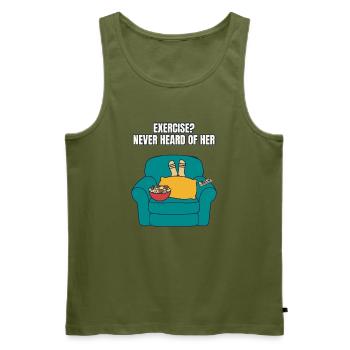 Exercise Nie von ihrem lustigen Sofa gehört - Männer Premium Bio Tank Top - Khaki - Vorne - Michal (187cm)