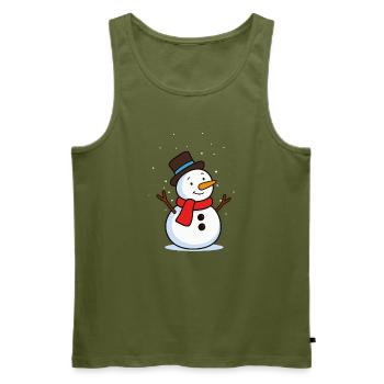 Schneemann mit Zylinder und rotem Schal  - Männer Premium Bio Tank Top - Khaki - Vorne - Michal (187cm)