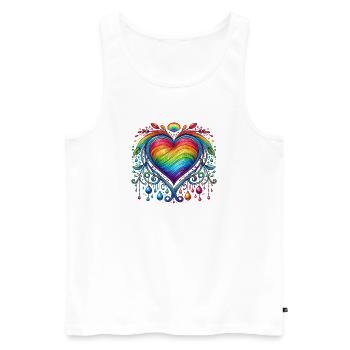 Coeur arc-en-ciel - Débardeur bio Premium Homme - blanc - Devant - Michal (187cm)