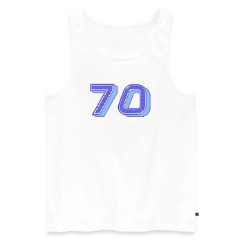 70. 70 ANS. 70e ANNIVERSAIRE. ANNIVERSAIRE 70 ANS. - Débardeur bio Premium Homme - blanc - Devant - Michal (187cm)