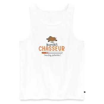 Bientôt Chasseur Body Bébé Cadeau Papa Chasse - Débardeur bio Premium Homme - blanc - Devant - Michal (187cm)