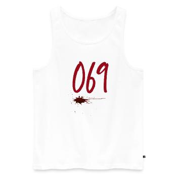 Postleitzahl Frankfurt 069 - Männer Premium Bio Tank Top - Weiß - Vorne - Michal (187cm)