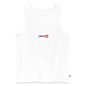 ERSTE HILFE - Männer Premium Bio Tank Top - Weiß - Vorne - Michal (187cm)