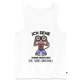 Ich sehe dumme Menschen Spruch lustig Affe - Männer Premium Bio Tank Top - Weiß - Vorne - Michal (187cm)