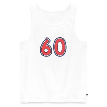60. 60 JAHRE. 60-JÄHRIGES JUBILÄUM. 60. GEBURTSTAG. - Männer Premium Bio Tank Top - Weiß - Vorne - Michal (187cm)