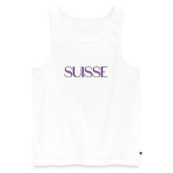 SUISSE. PAYS. GENEVE. HUMOUR. PAYS. DRAPEAU - Débardeur bio Premium Homme - blanc - Devant - Michal (187cm)