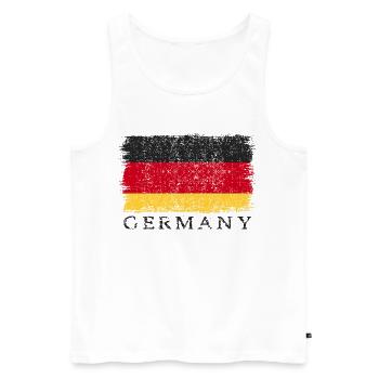 Deutschland Deutsche Flagge Deutschlandflagge - Männer Premium Bio Tank Top - Weiß - Vorne - Michal (187cm)