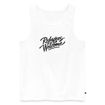 Refugees Welcome Logo - Männer Premium Bio Tank Top - Weiß - Vorne - Michal (187cm)