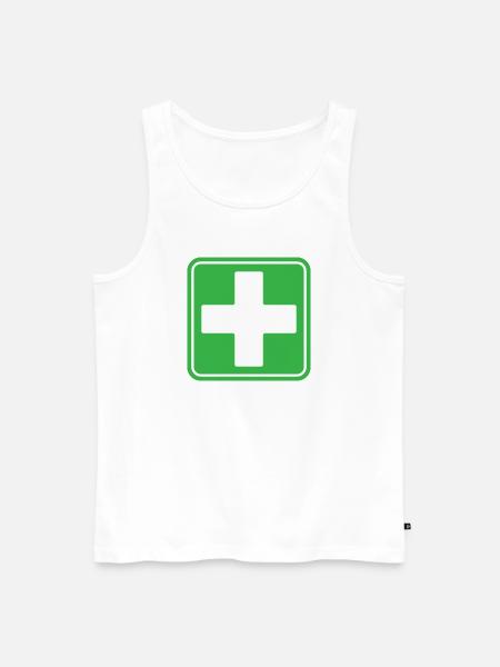 First Aid Medical Cross Safety Sign Vector Icon - Men's Premium Organic Tank Top - white