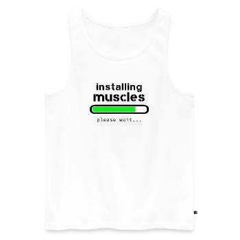Aufbau von Muskeln - Männer Premium Bio Tank Top - Weiß - Vorne - Michal (187cm)
