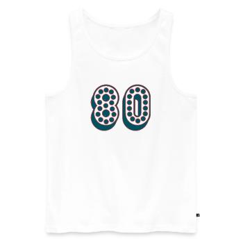 80. 80 JAHRE. 80-JÄHRIGES JUBILÄUM. 80. GEBURTSTAG. - Männer Premium Bio Tank Top - Weiß - Vorne - Michal (187cm)