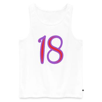 18. 18 JAHRE ALT. 18-JÄHRIGES JUBILÄUM. GEBURTSTAG 18 JAHRE. - Männer Premium Bio Tank Top - Weiß - Vorne - Michal (187cm)