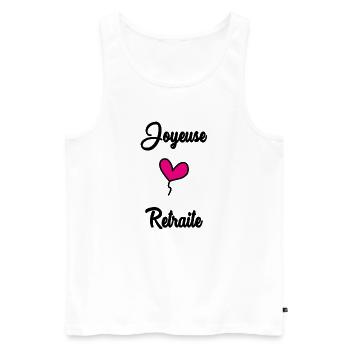 RETRAITE. BONNE RETRAITE. JOYEUSE RETRAITE - Débardeur bio Premium Homme - blanc - Devant - Michal (187cm)
