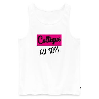 KOLLEGE - Männer Premium Bio Tank Top - Weiß - Vorne - Michal (187cm)