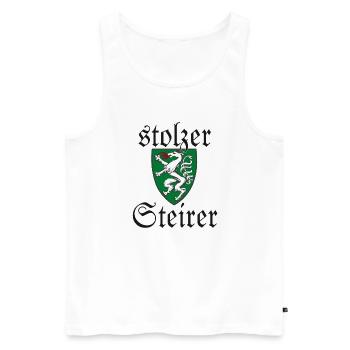 Stolzer Steirer Wappen Steiermark Spruch Geschenk - Männer Premium Bio Tank Top - Weiß - Vorne - Michal (187cm)