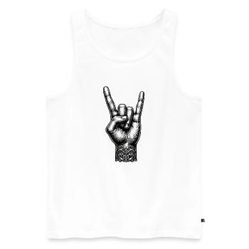 Rock on Hand avec des cornes de diable - Débardeur bio Premium Homme - blanc - Devant - Michal (187cm)